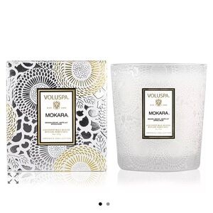 NWT Voluspa Mokara Coconut Wax Blend Bougie Parfumee Candle White 6.2oz Holiday